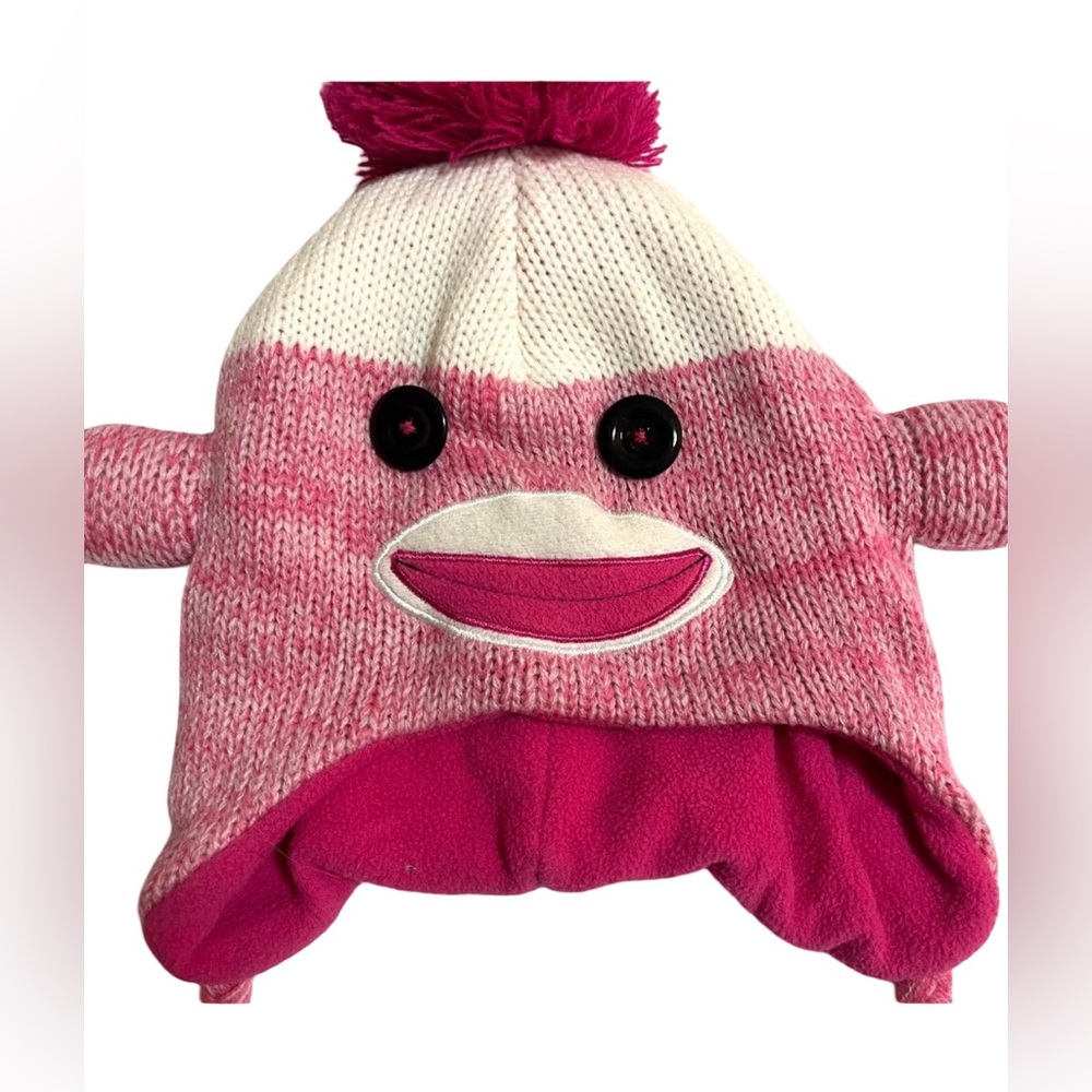 Adorable pink monkey winter hat